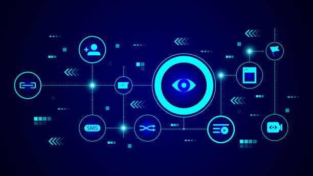 eye icon. From web set in the technological bacground
